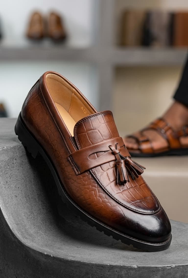 Brown Leathered executive loafer