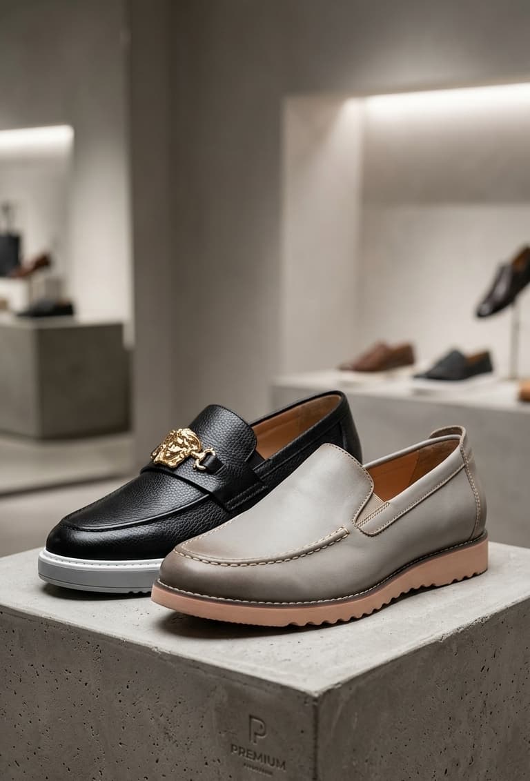 Khaki leathered loafers