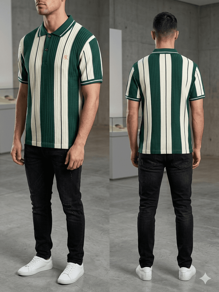 Solid Gradient Stripe green Shirt